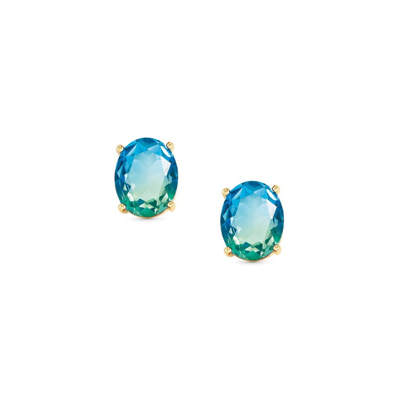 Nomination Symbiosi Gold Earrings, Blue & Green Stones