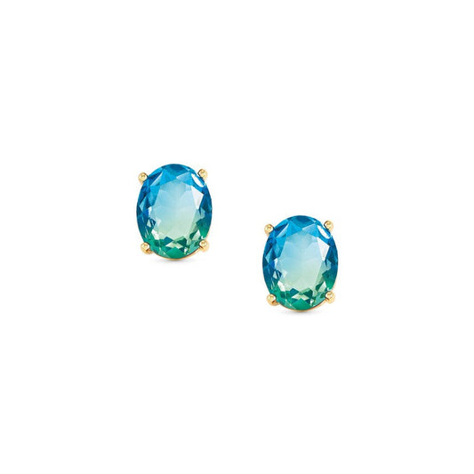 Nomination Symbiosi Gold Earrings, Blue & Green Stones