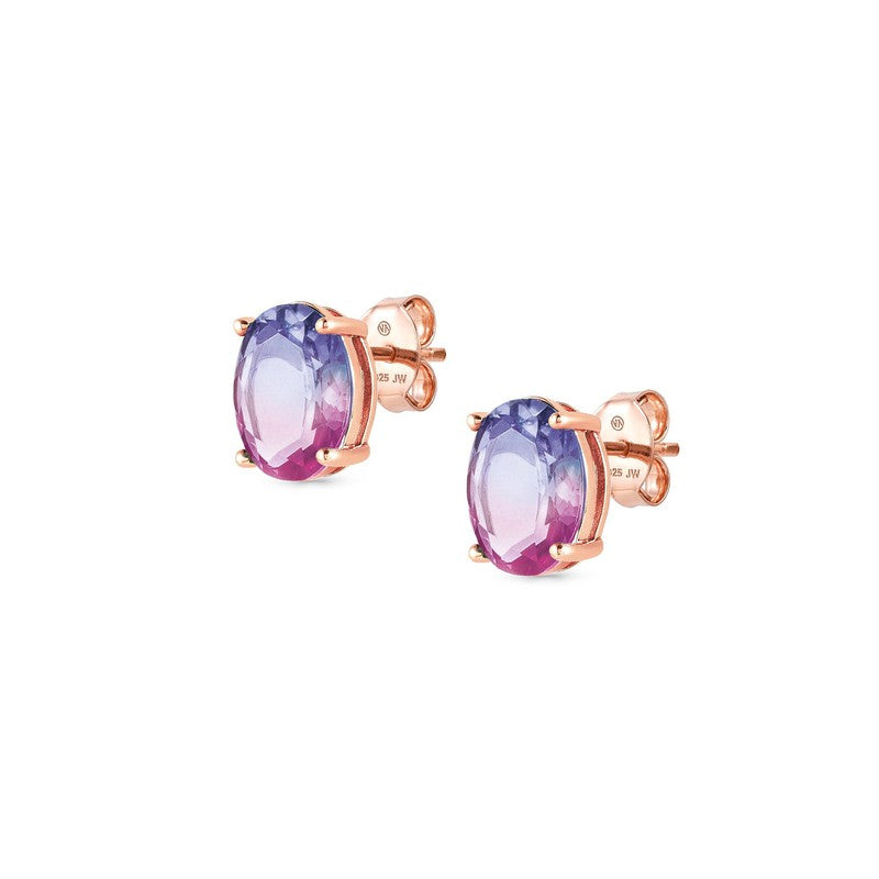 Nomination Symbiosi Rose Gold Earrings, Pink & Purple Stones
