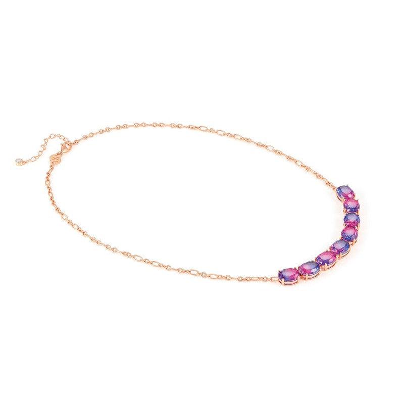 Nomination Symbiosi Rose Gold Necklace, Pink & Purple Stones