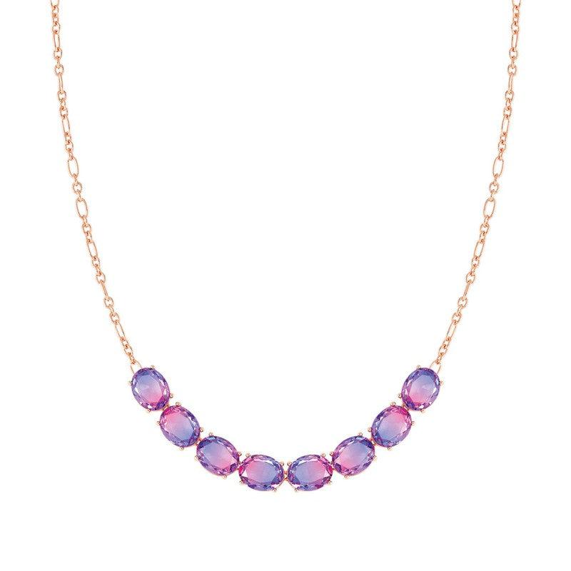 Nomination Symbiosi Rose Gold Necklace, Pink & Purple Stones