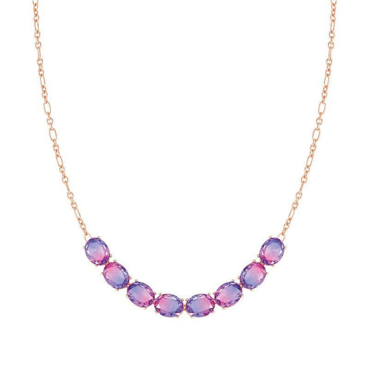 Nomination Symbiosi Rose Gold Necklace, Pink & Purple Stones