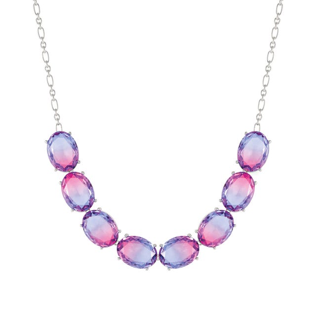 Nomination Symbiosi Rose Silver Necklace, Pink & Purple Stones