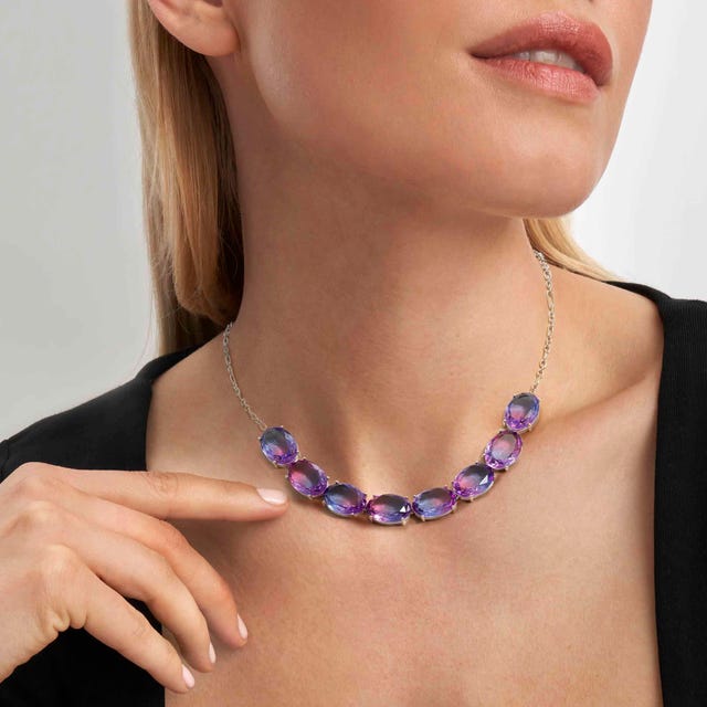 Nomination Symbiosi Rose Silver Necklace, Pink & Purple Stones