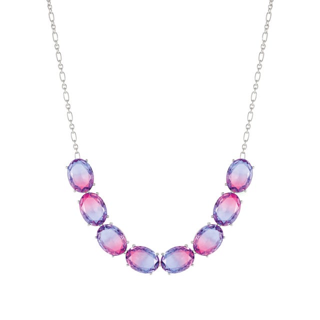 Nomination Symbiosi Rose Silver Necklace, Pink & Purple Stones