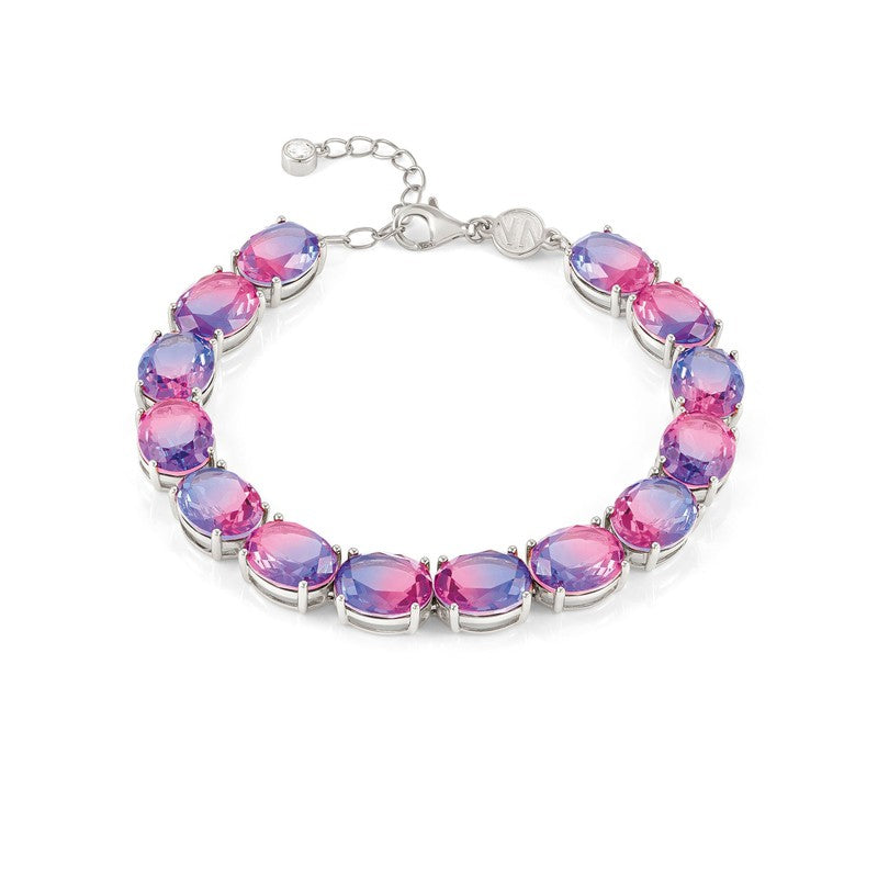 Nomination Symbiosi Silver Bracelet, Purple & Pink Stones