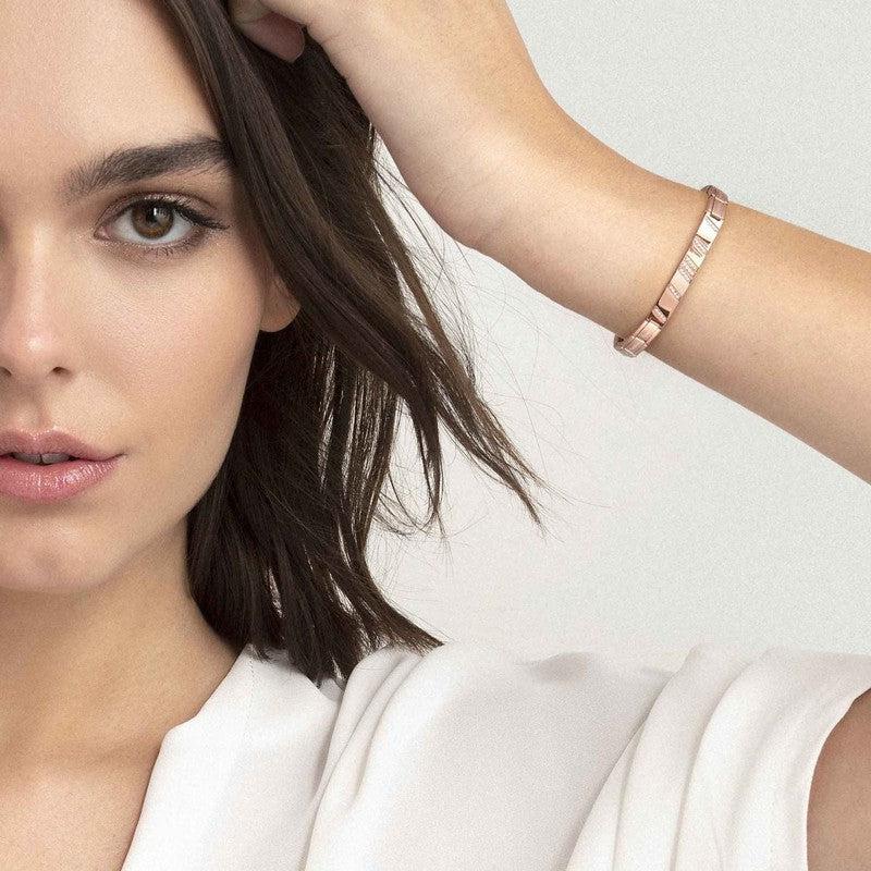 Nomination Trendsetter New York Bracelet, Diagonal Plate, Cubic Zirconia, Rose PVD, Stainless Steel