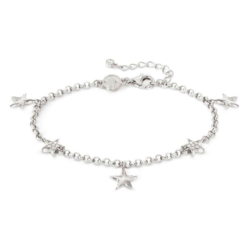 Nomination Truejoy Bracelet, Etched Star Pendants, Cubic Zirconia, Silver
