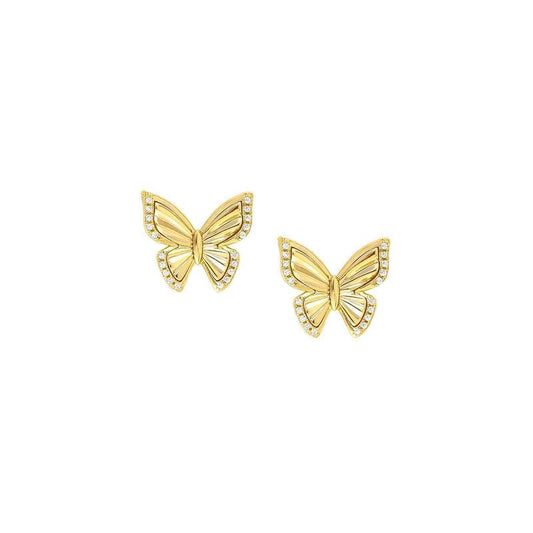 Nomination Truejoy Earrings, Etched Butterfly, Cubic Zirconia, 24K Gold