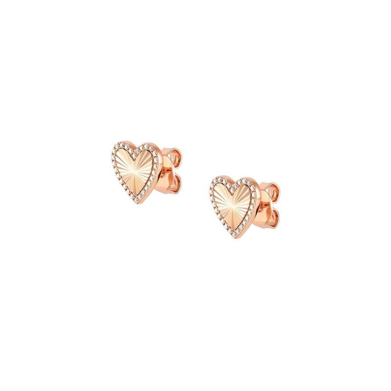 Nomination Truejoy Earrings, Etched Hearts, Cubic Zirconia, 22K Rose Gold