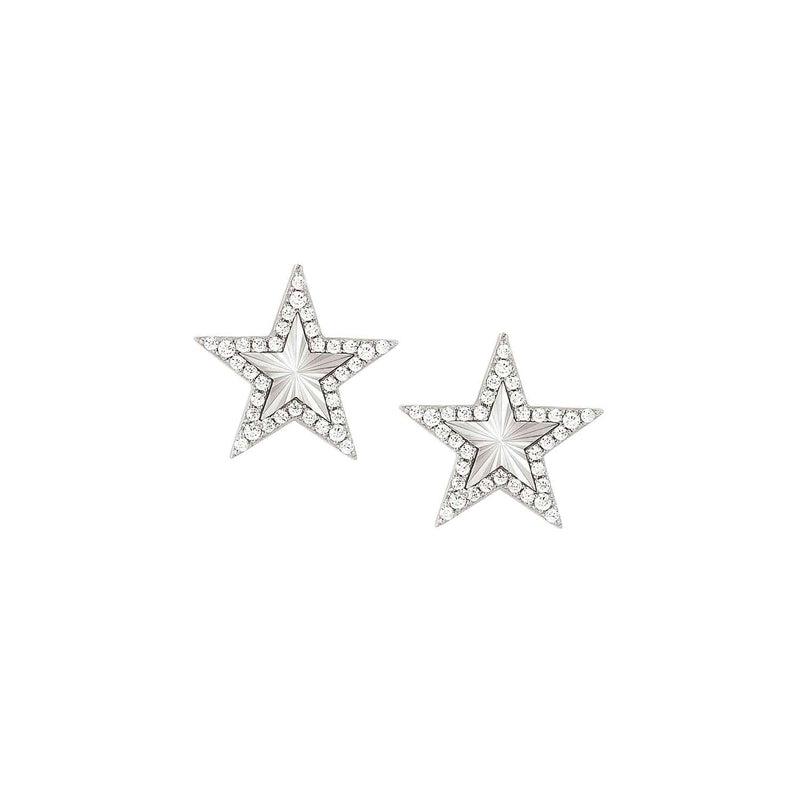 Nomination Truejoy Earrings, Etched Star, Cubic Zirconia, Silver