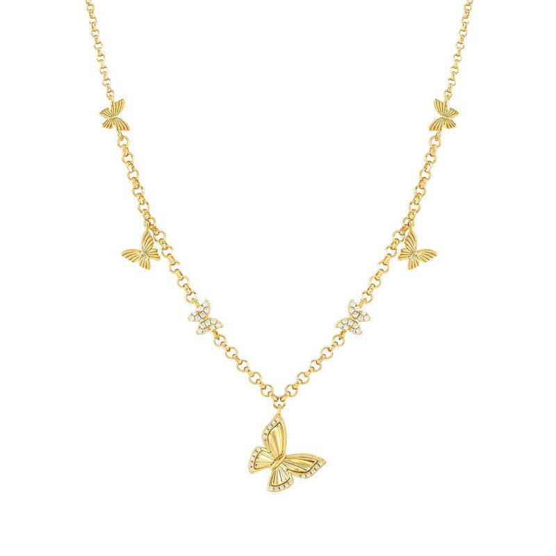 Nomination Truejoy Necklace, Etched Butterfly, Cubic Zirconia, 24K Gold