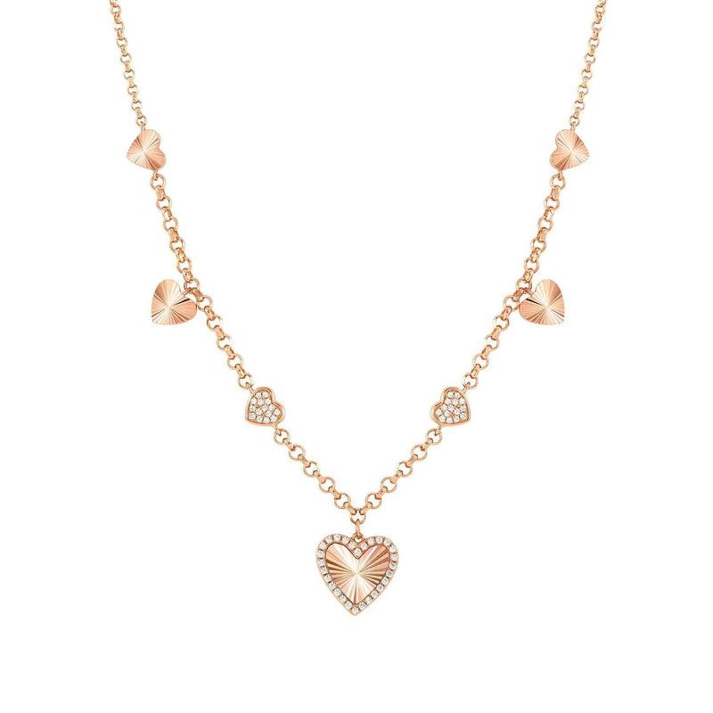 Nomination Truejoy Necklace, Etched Heart Pendants, Cubic Zirconia, 22K Rose Gold