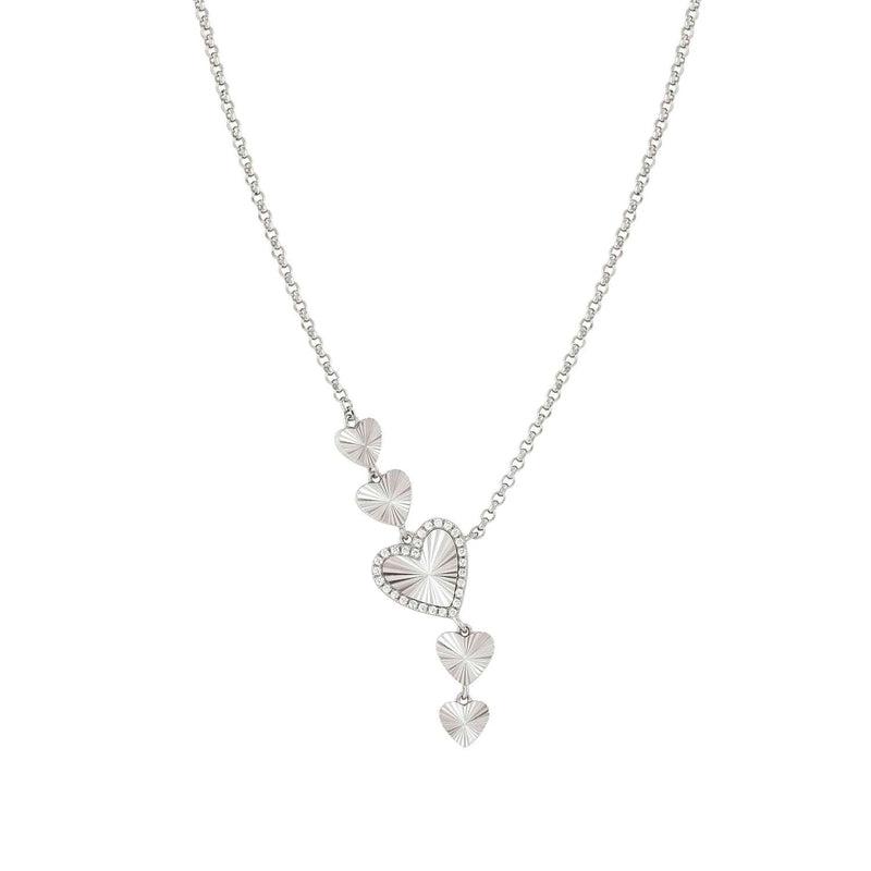Nomination Truejoy Necklace, Etched Hearts, Cubic Zirconia, Silver