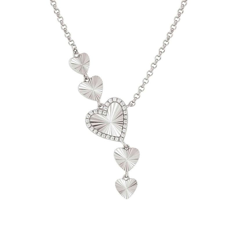 Nomination Truejoy Necklace, Etched Hearts, Cubic Zirconia, Silver