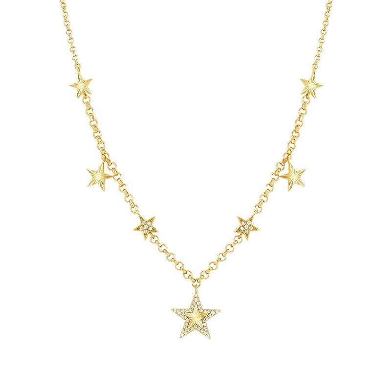Nomination Truejoy Necklace, Etched Star Pendants, Cubic Zirconia, 24K Gold