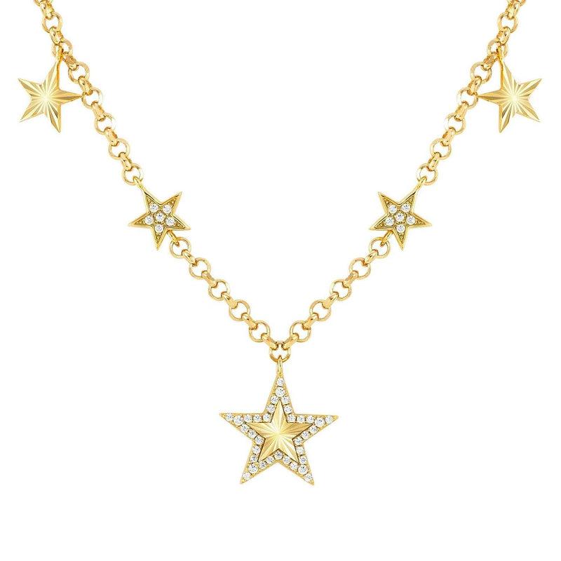 Nomination Truejoy Necklace, Etched Star Pendants, Cubic Zirconia, 24K Gold