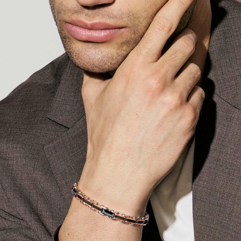 Nomination Virtus Code Bracelet with Ceramic and PVD Details, Rose Gold and Black