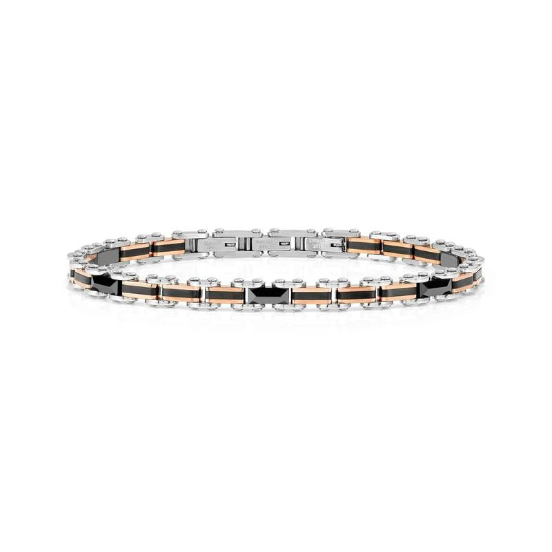 Nomination Virtus Code Bracelet with Ceramic and PVD Details, Rose Gold and Black