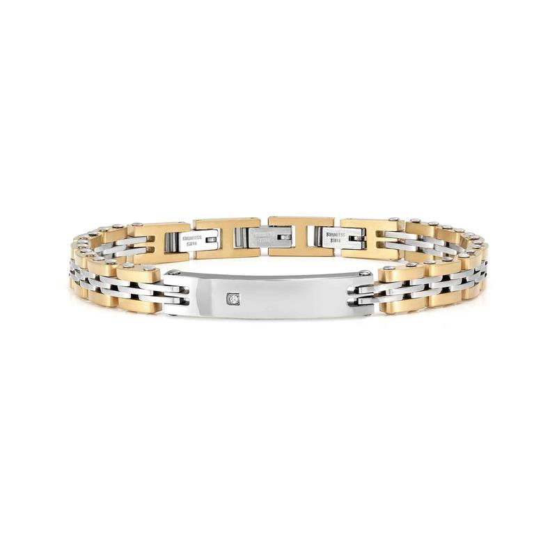 Nomination Virtus Code Bracelet with Plate and Diamond, Yellow Gold