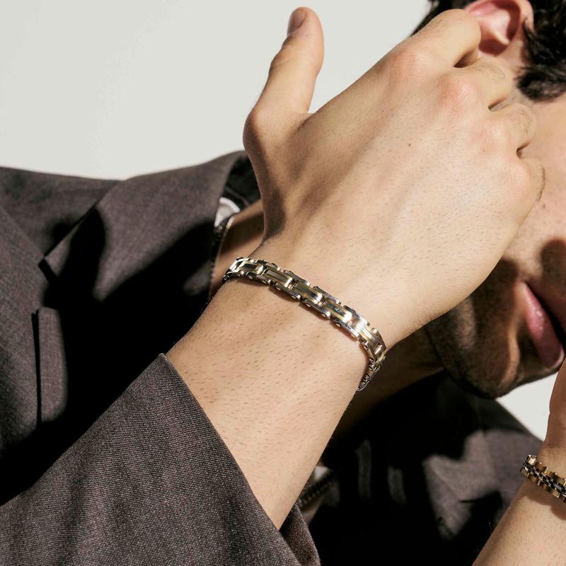Nomination Virtus Code Stainless Steel Bracelet with PVD Details, Steel and Yellow Gold