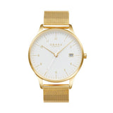 Obaku Chia Gold - White Dial Stainless Steel Gents Watch V298GDGWMG