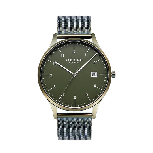 Obaku Chia Leaf - Green Dial Stainless Steel Gents Watch V298GDEEME