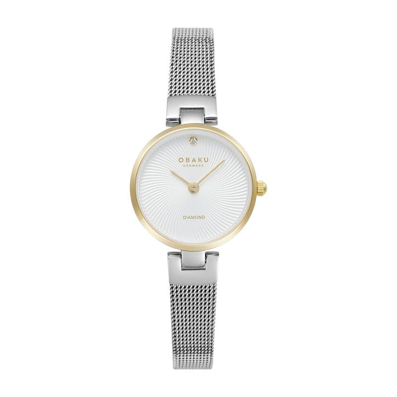 Obaku Diamant Petite Two-Tone White 24mm Watch - V256SXFIMC