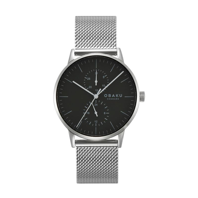 Obaku Eik Emerald - Black Dial Multifunction Mens Watch V308GMCEMC