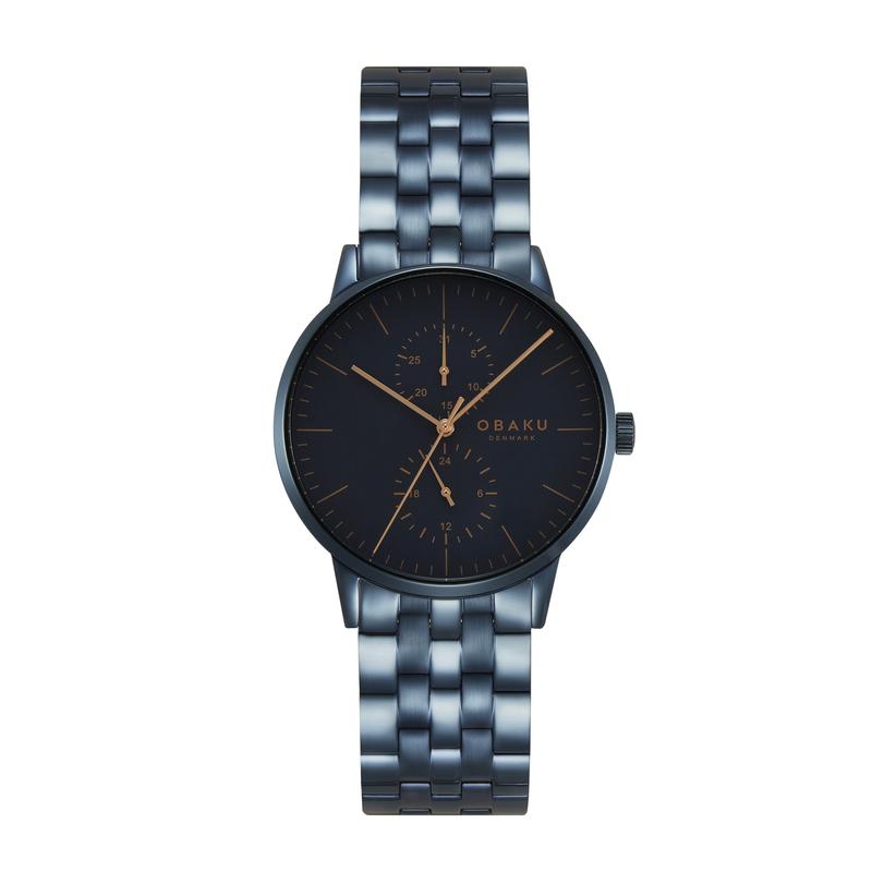Obaku Eik Steel - Blue Dial Multifunction Mens Watch V308GMLLSL
