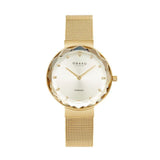 Obaku Facet Gold - Silver Dial Stainless Steel Ladies Watch V300LXGGMG