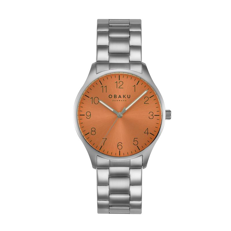 Obaku Falke Blonde - Stainless Steel Strap Orange Dial Watch V260GXCYSC-DAF