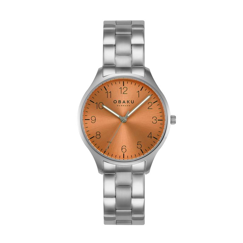Obaku Falke Lille - Stainless Steel Strap Orange Dial Watch V260LXCYSC-DAF