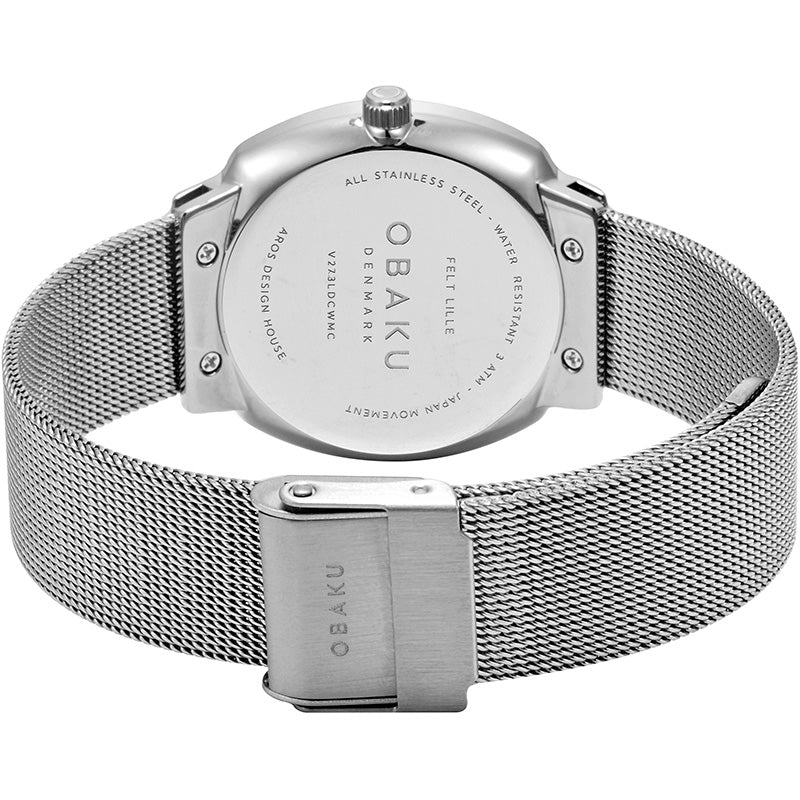 Obaku Felt Lille - Steel White Dial Silver Mesh Strap Lds V273LDCWMC