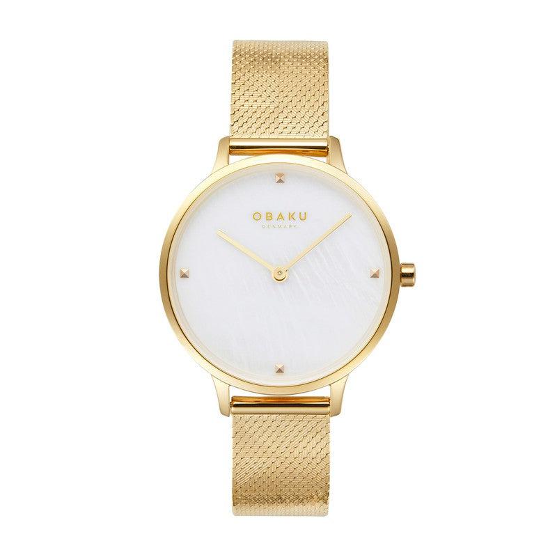Obaku Figen Gold - MOP Dial Stainless Steel Ladies Watch V295LXGWHG