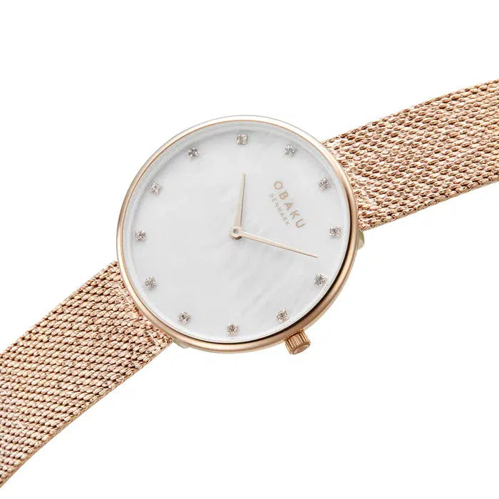 Obaku Glans Roses Rose Gold 36mm Watch - V288LXVWHV