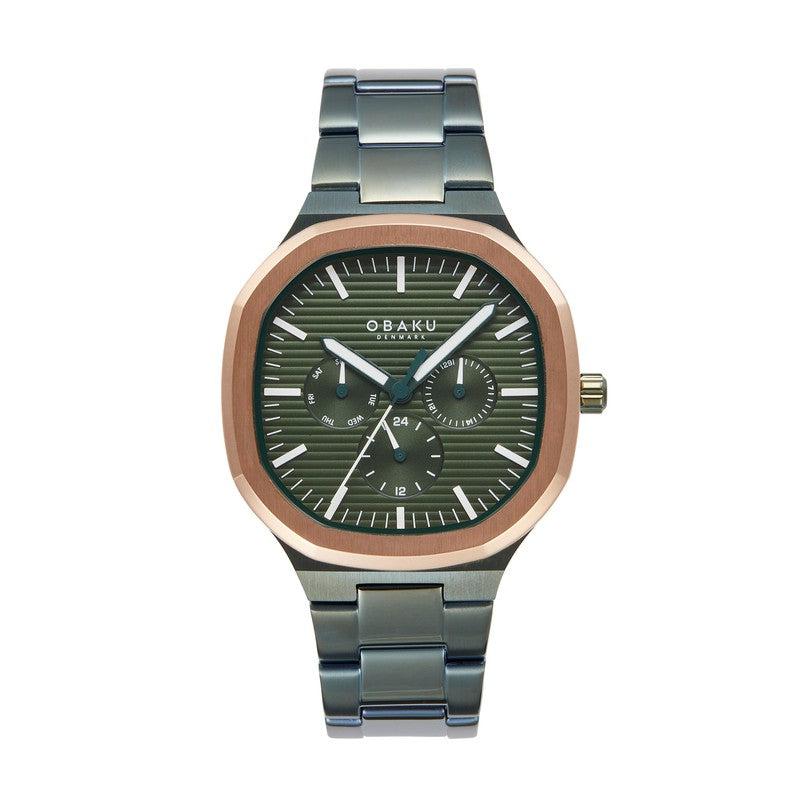 Obaku ILD Bottle - Chronograph Green Dial Stainless Steel Watch V275GMEESE