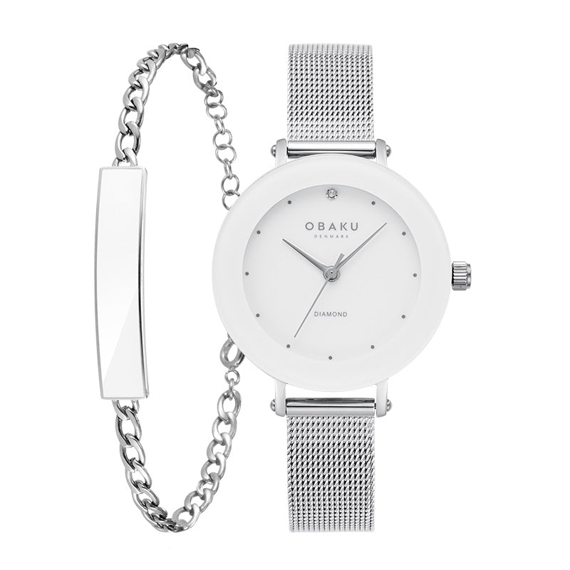 Obaku Lilje Steel - White Dial Ladies Watch V299LXCWMC-EJBCW