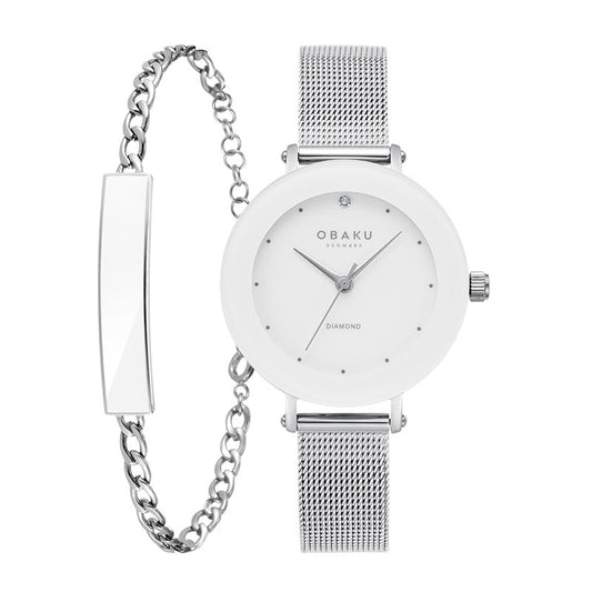 Obaku Lilje Steel - White Dial Ladies Watch V299LXCWMC-EJBCW