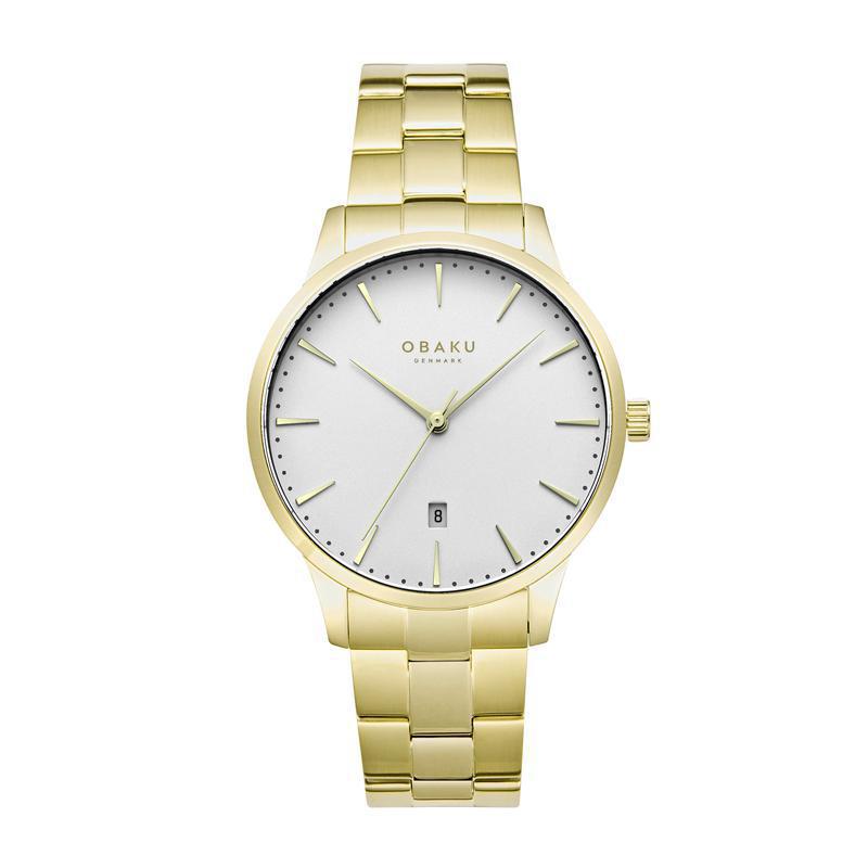 Obaku Lyng Stor Gold White 45mm Watch - V247XDGISG