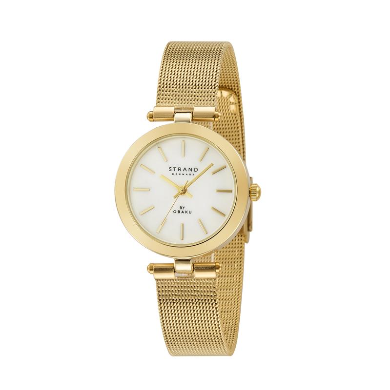Obaku Manly - White Dial Gold PVD Ladies Watch S756LXGWMG
