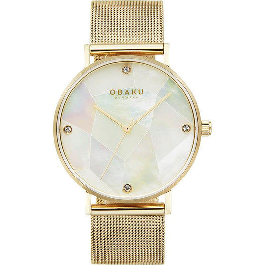 Obaku Mosaik Gold 37mm Watch - V268LXGWMG