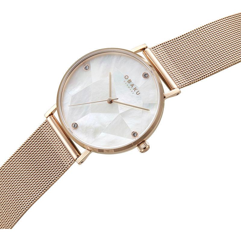 Obaku Mosaik Rose White 37mm Watch - V268LXVWMV