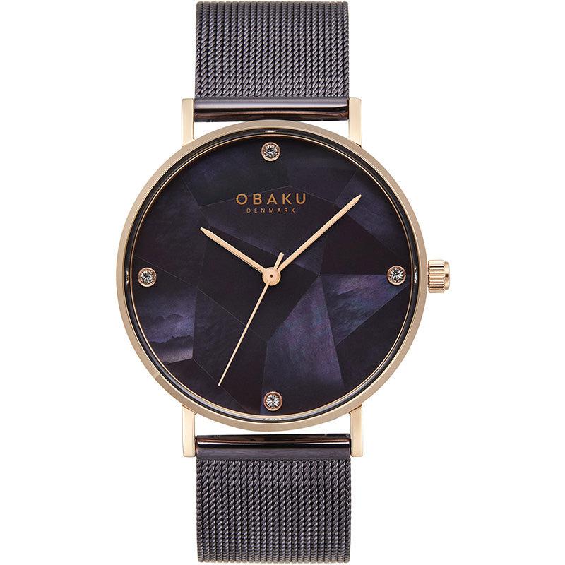 Obaku Mosaik - Walnut Brown Dial Brown Mesh Strap Lds V268LXVNMN