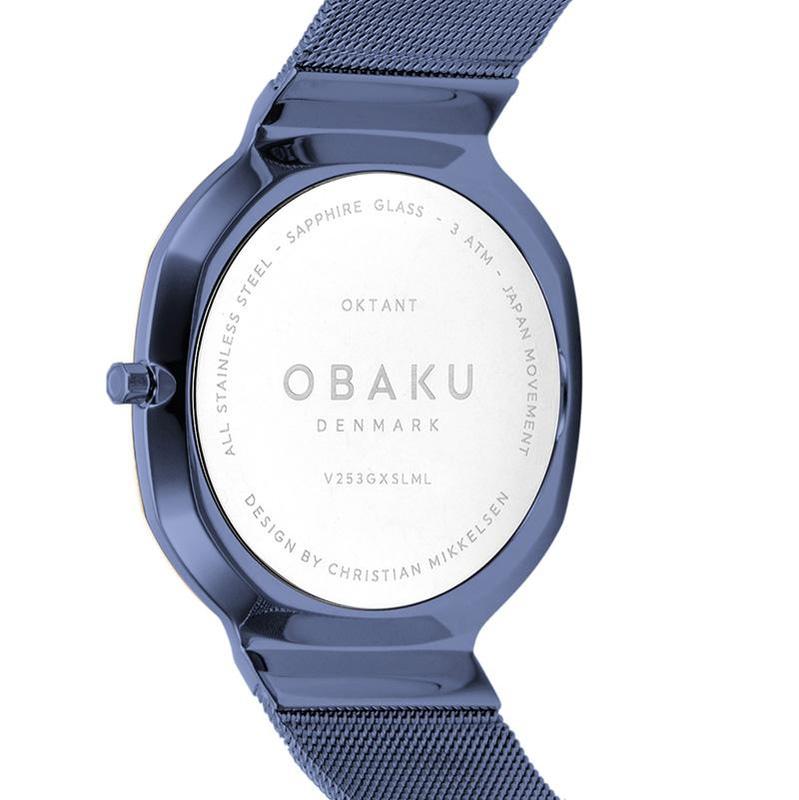 Obaku Oktant Ocean Blue Rose Gold 38mm Watch - V253GXSLML