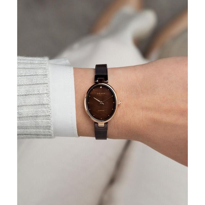 Obaku Oval Diamond V312LXVNMN Women's Watch