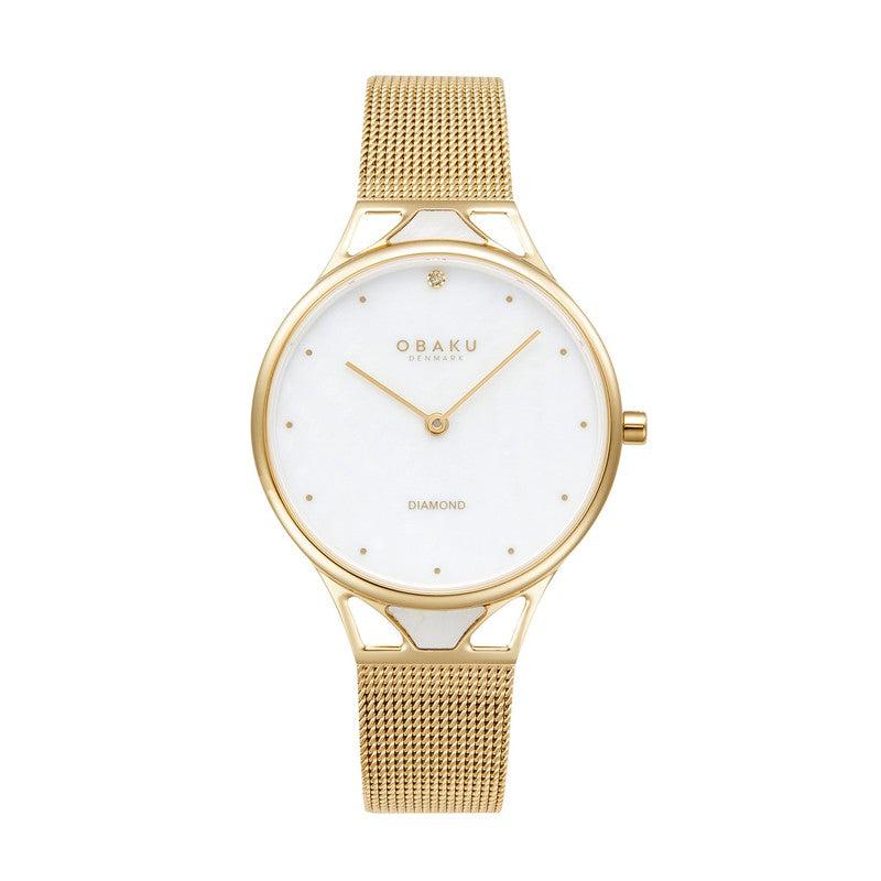 Obaku Pergament Gold - MOP Dial Stainless Steel Ladies Watch V302LXGWMG