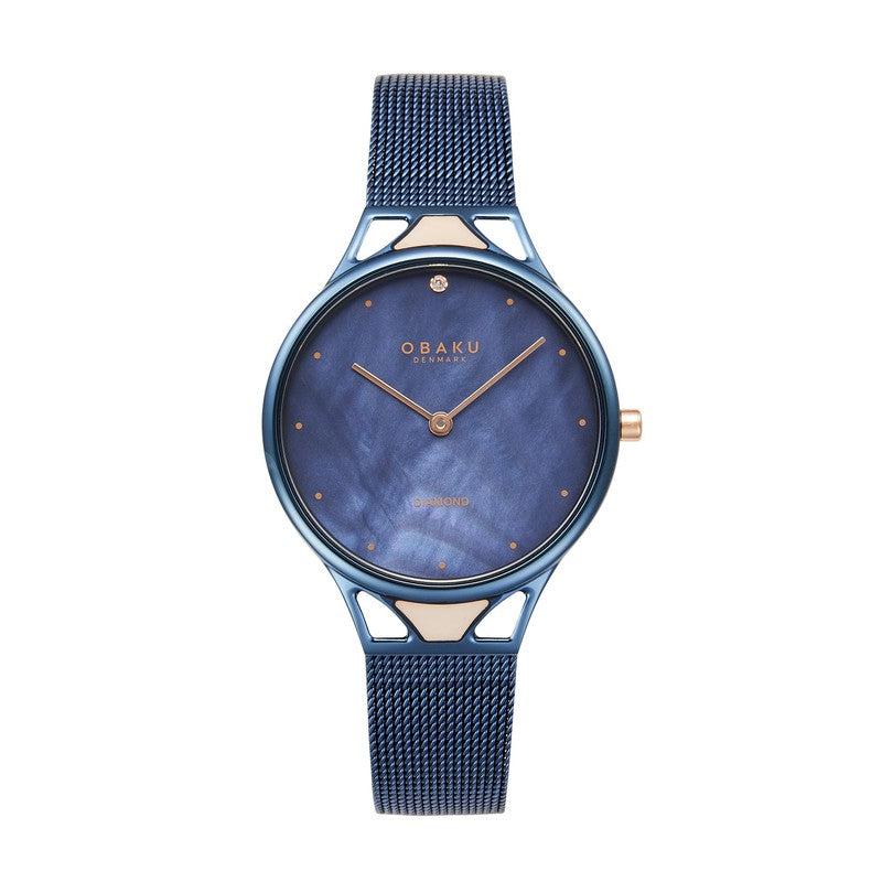 Obaku Pergament Marine - Blue MOP Dial Stainless Steel Ladies Watch V302LXLLML