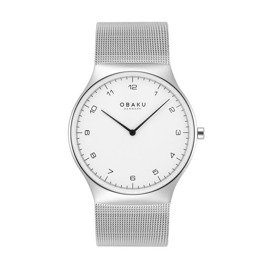 Obaku Slank Steel White 40mm Watch - V306GXCWMC