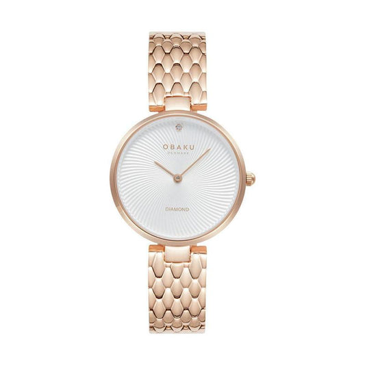 Obaku Smykke Fushsia - White Dial Rose Gold Ladies Watch V297LXVISV